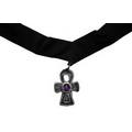 Costume Accessory: Velvet Choker with Cross, Purple